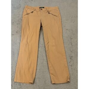 Lauren Ralph Lauren Petite Tan Chino Pants Zipper Pockets 4P Khaki Straight Leg